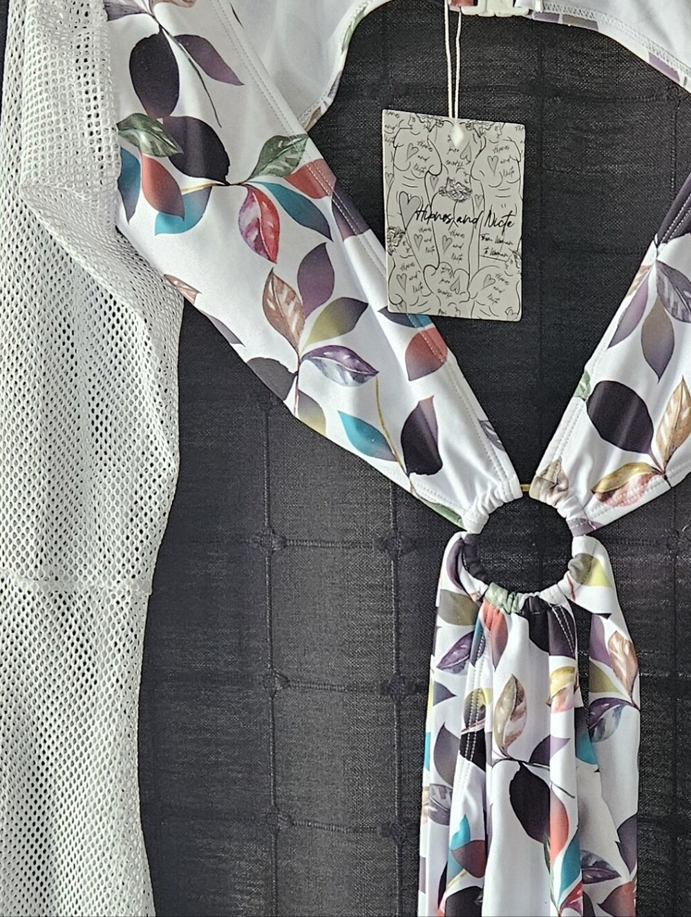 Hipnos and Nicte Cutout One Piece Swimsuit Mesh Long Sleeve Floral M NWT - Picture 8 of 8